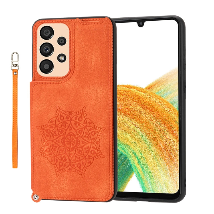 For Samsung Galaxy A33 5G Mandala Embossed PU + TPU Phone Case with Holder