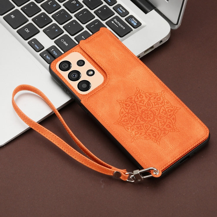 For Samsung Galaxy A33 5G Mandala Embossed PU + TPU Phone Case with Holder