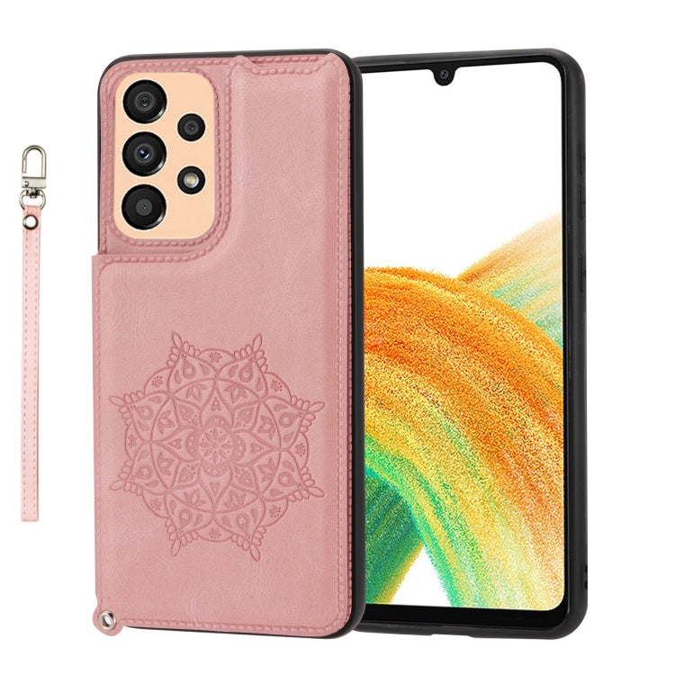 For Samsung Galaxy A33 5G Mandala Embossed PU + TPU Phone Case with Holder