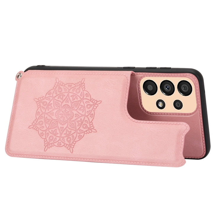 For Samsung Galaxy A33 5G Mandala Embossed PU + TPU Phone Case with Holder