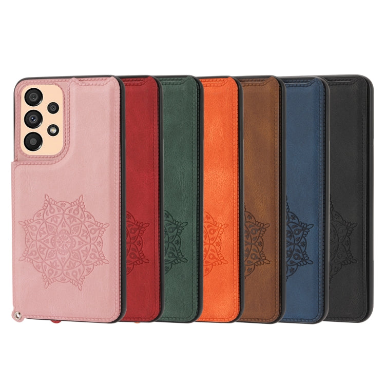 For Samsung Galaxy A33 5G Mandala Embossed PU + TPU Phone Case with Holder