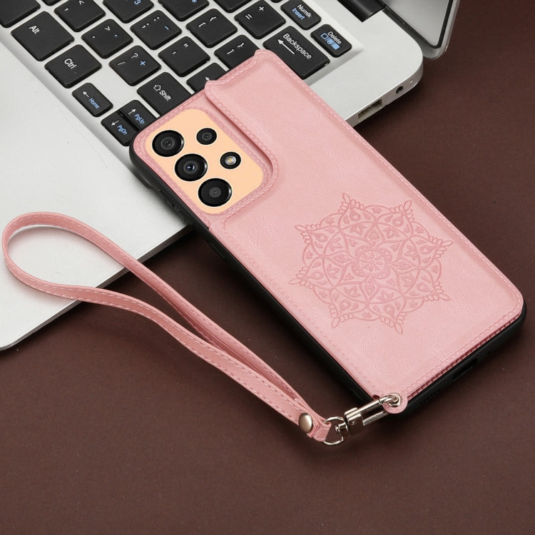 For Samsung Galaxy A33 5G Mandala Embossed PU + TPU Phone Case with Holder