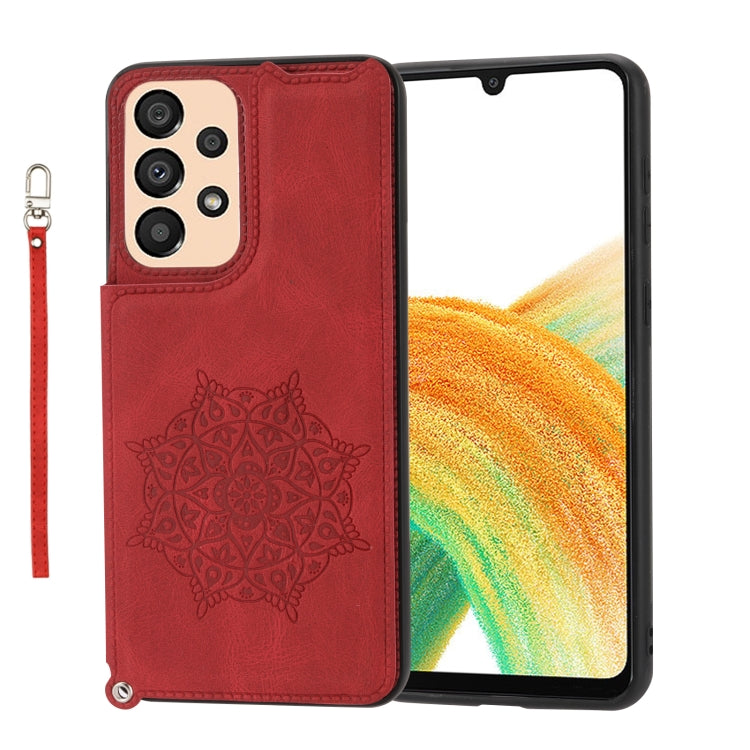 For Samsung Galaxy A33 5G Mandala Embossed PU + TPU Phone Case with Holder