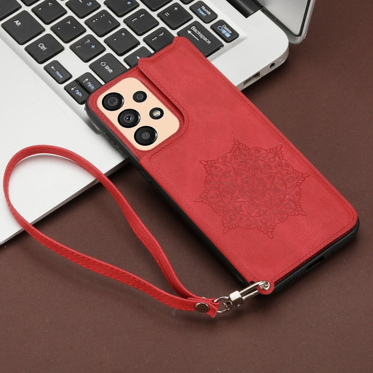 For Samsung Galaxy A33 5G Mandala Embossed PU + TPU Phone Case with Holder