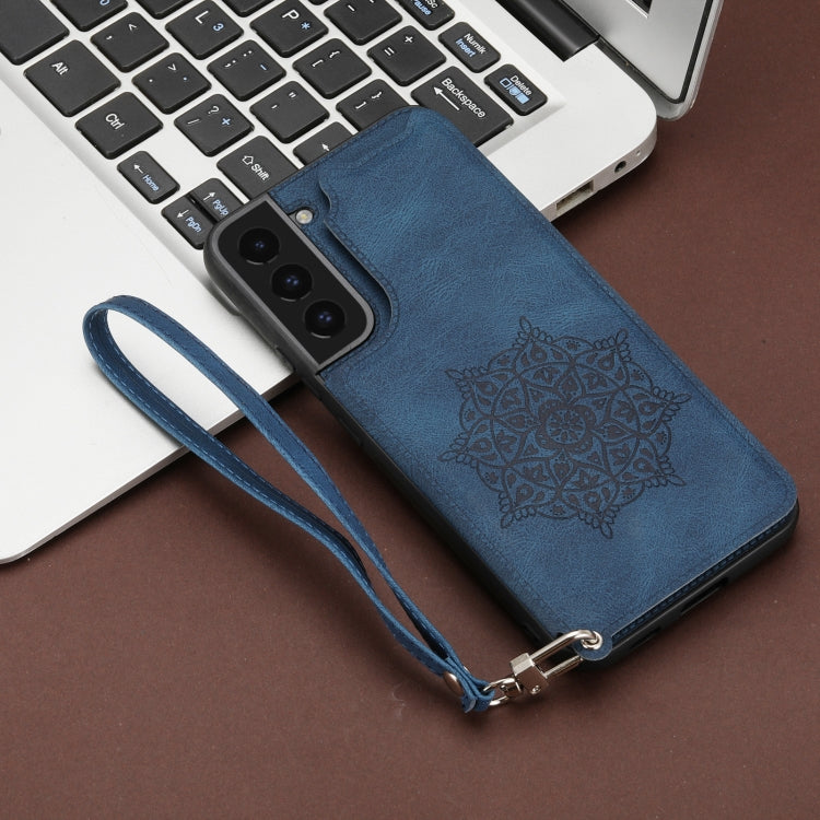 For Samsung Galaxy S22+ Mandala Embossed PU + TPU Phone Case with Holder