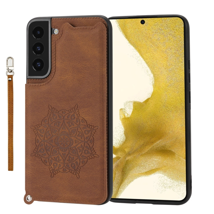 For Samsung Galaxy S22+ Mandala Embossed PU + TPU Phone Case with Holder