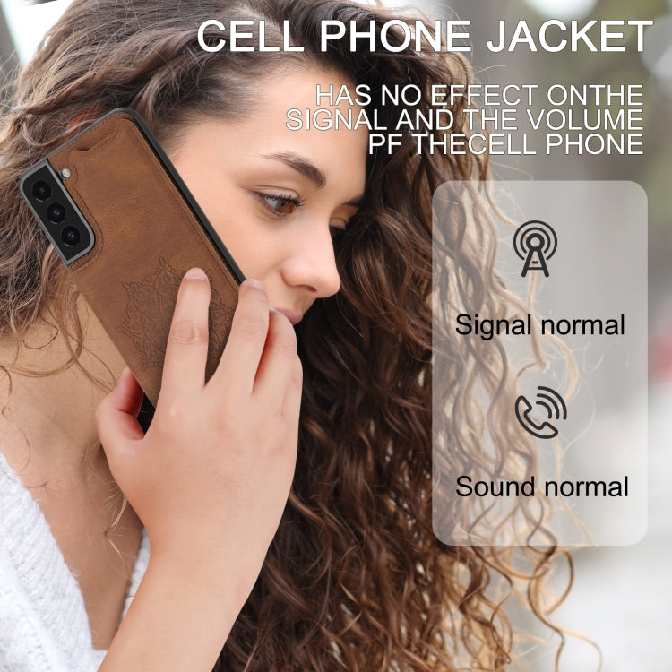 For Samsung Galaxy S22+ Mandala Embossed PU + TPU Phone Case with Holder