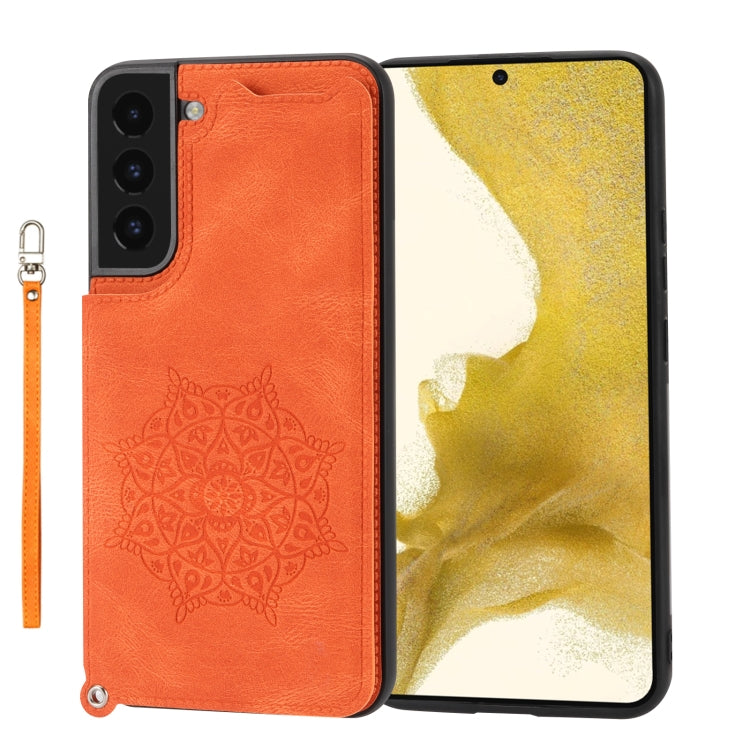 For Samsung Galaxy S22+ Mandala Embossed PU + TPU Phone Case with Holder