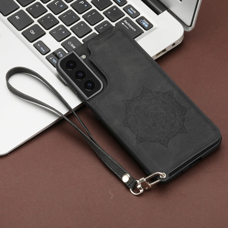 For Samsung Galaxy S22+ Mandala Embossed PU + TPU Phone Case with Holder