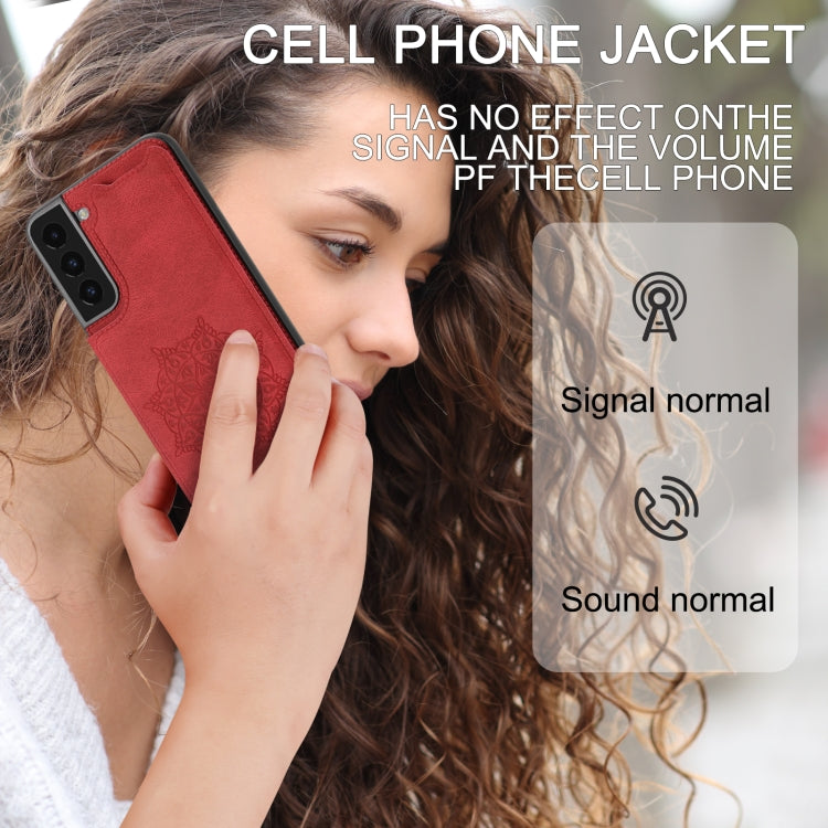 For Samsung Galaxy S22+ Mandala Embossed PU + TPU Phone Case with Holder
