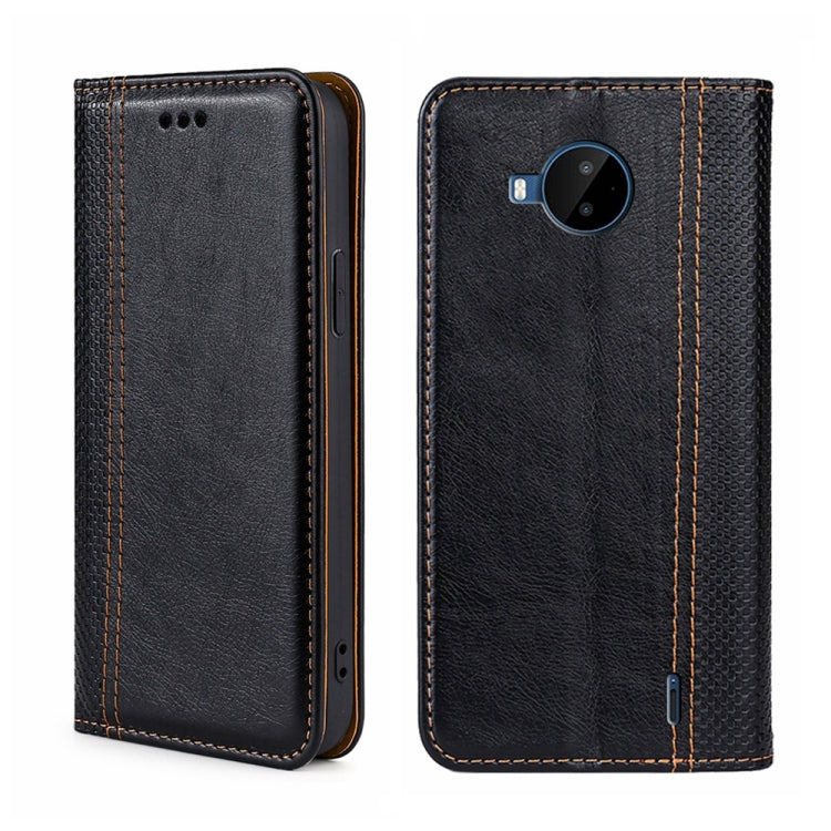 For Nokia C20 Plus Grid Texture Magnetic Flip Leather Phone Case