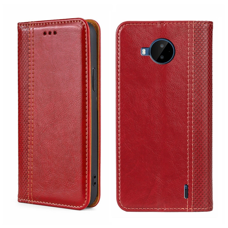For Nokia C20 Plus Grid Texture Magnetic Flip Leather Phone Case