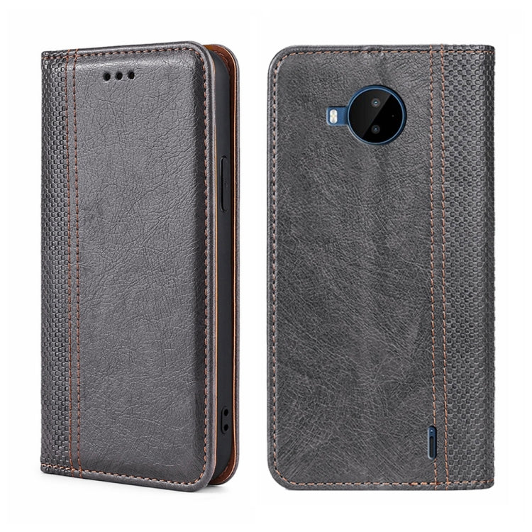 For Nokia C20 Plus Grid Texture Magnetic Flip Leather Phone Case