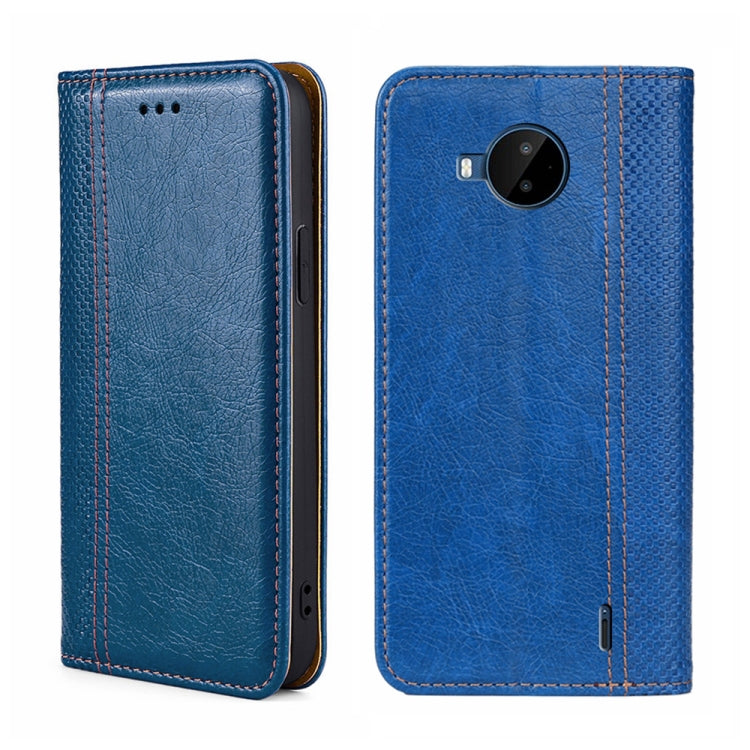 For Nokia C20 Plus Grid Texture Magnetic Flip Leather Phone Case