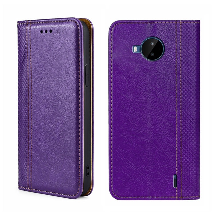 For Nokia C20 Plus Grid Texture Magnetic Flip Leather Phone Case