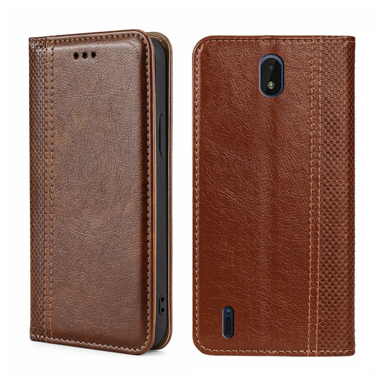 For Nokia C01 Plus/C1 2nd Editon Grid Texture Magnetic Flip Leather Phone Case