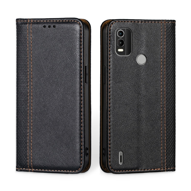 For Nokia C21 Plus Grid Texture Magnetic Flip Leather Phone Case