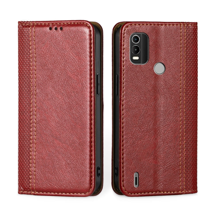 For Nokia C21 Plus Grid Texture Magnetic Flip Leather Phone Case