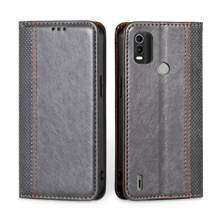 For Nokia C21 Plus Grid Texture Magnetic Flip Leather Phone Case