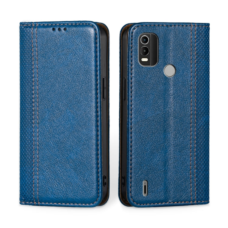 For Nokia C21 Plus Grid Texture Magnetic Flip Leather Phone Case