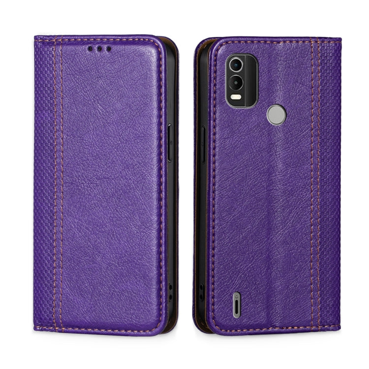 For Nokia C21 Plus Grid Texture Magnetic Flip Leather Phone Case
