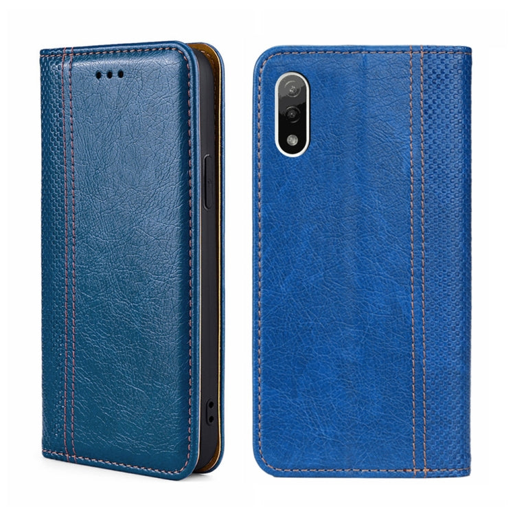 For Sony Xperia Ace II Grid Texture Magnetic Flip Leather Phone Case