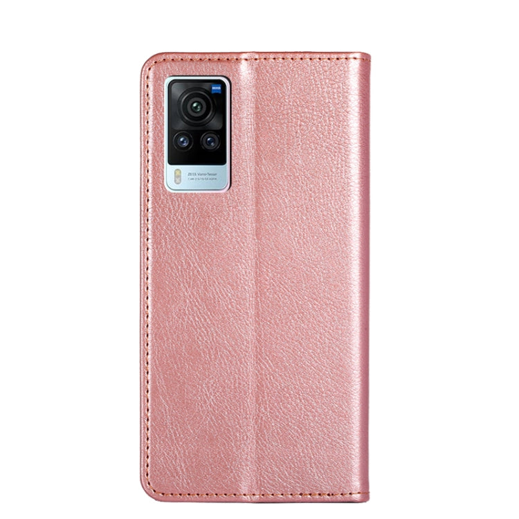 For vivo X60 Pro Global / X60 Curved Screen Ver. Gloss Oil Solid Color Magnetic Leather Phone Case