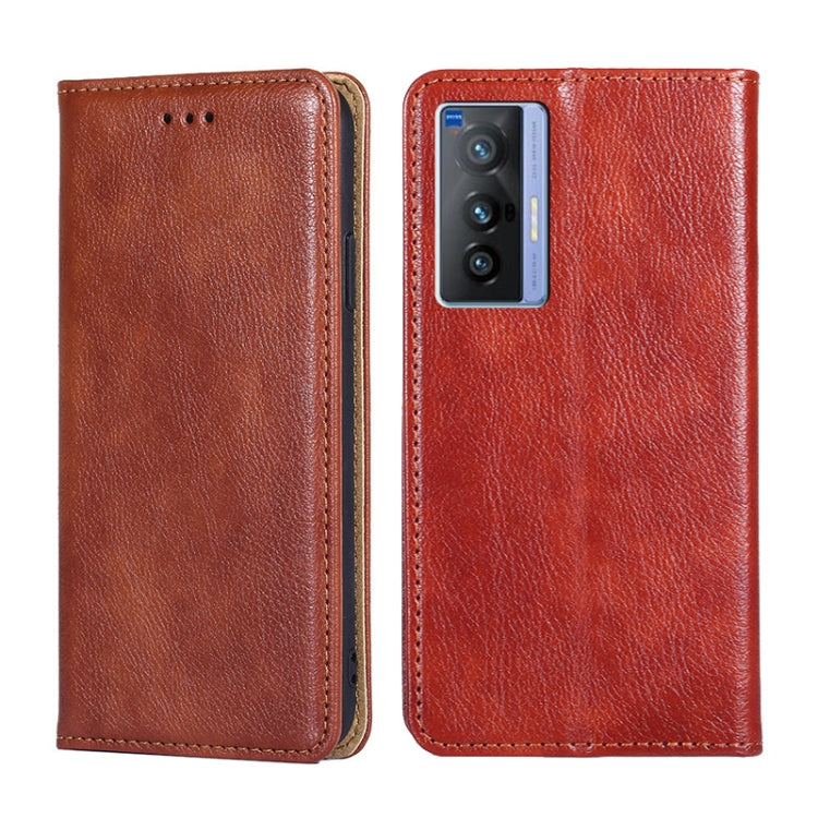 For vivo X70 Gloss Oil Solid Color Magnetic Leather Phone Case