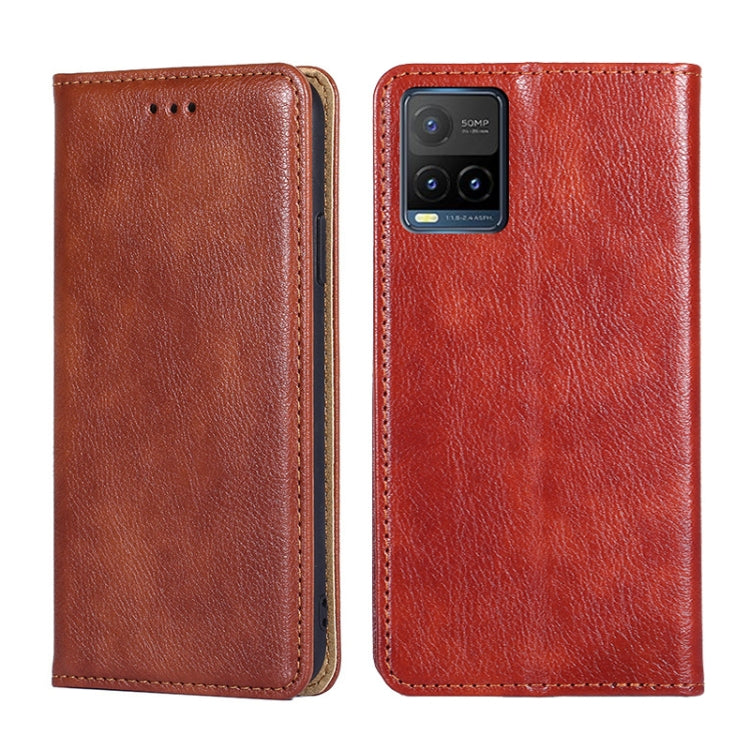 For vivo Y21 / Y21s / Y33s Gloss Oil Solid Color Magnetic Leather Phone Case