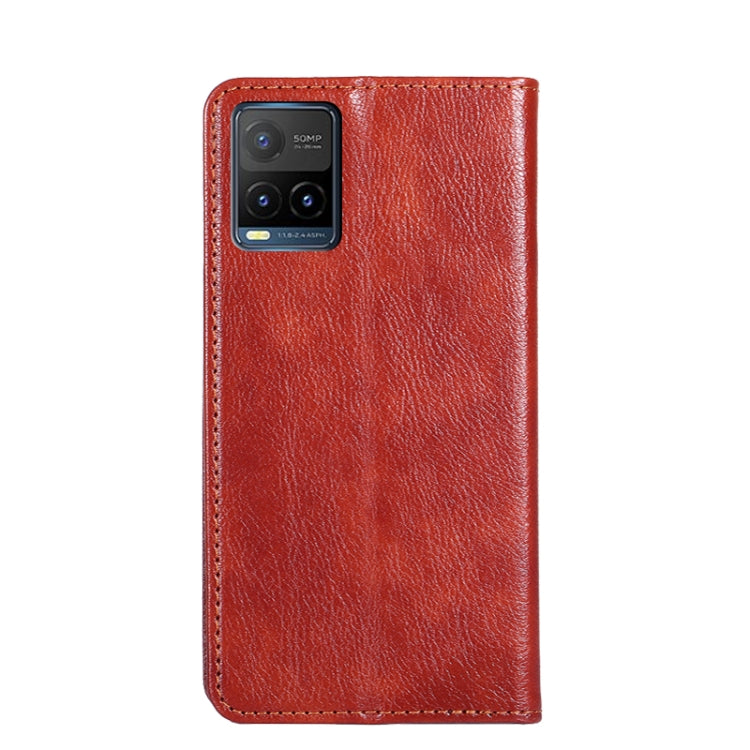 For vivo Y21 / Y21s / Y33s Gloss Oil Solid Color Magnetic Leather Phone Case