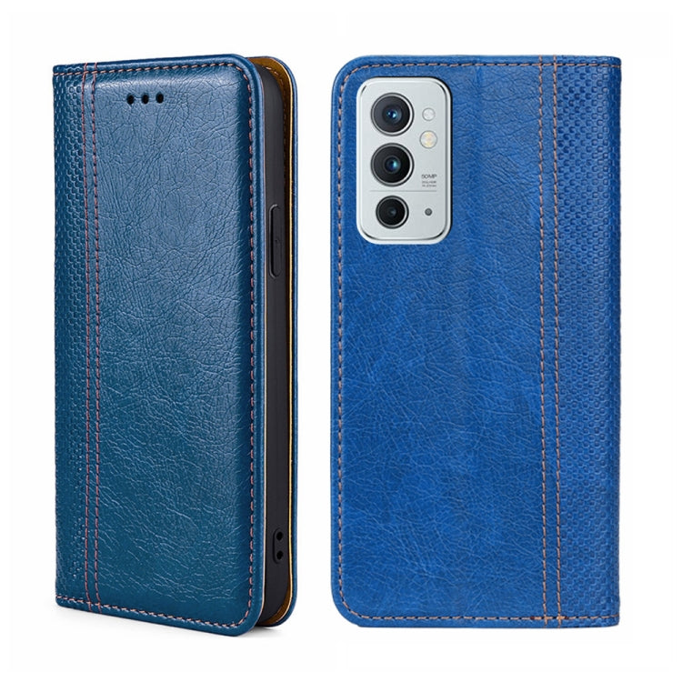 For OnePlus 9RT 5G Grid Texture Magnetic Flip Leather Phone Case