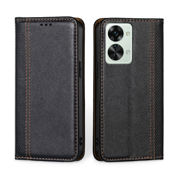 For OnePlus Nord 2T Grid Texture Magnetic Flip Leather Phone Case