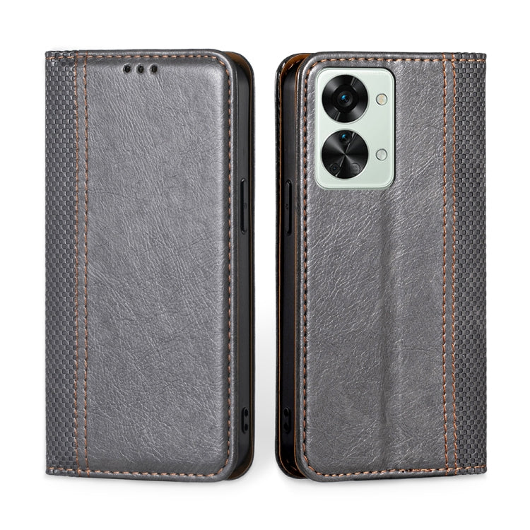 For OnePlus Nord 2T Grid Texture Magnetic Flip Leather Phone Case