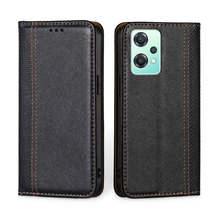 For OnePlus Nord CE 2 Lite 5G Grid Texture Magnetic Flip Leather Phone Case