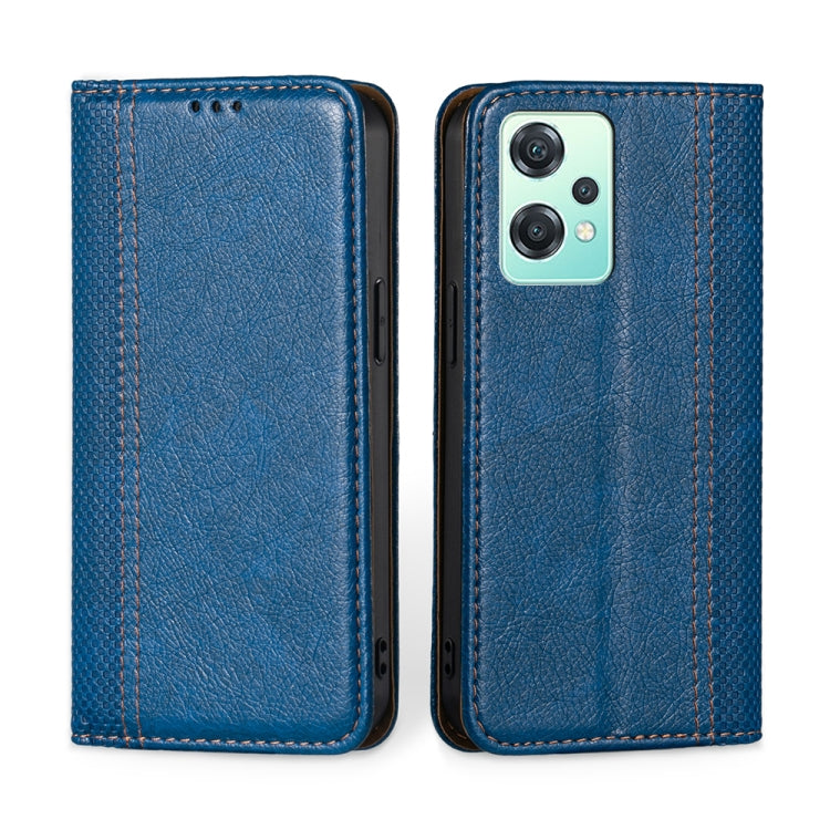 For OnePlus Nord CE 2 Lite 5G Grid Texture Magnetic Flip Leather Phone Case