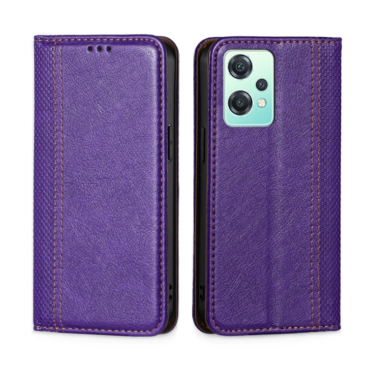 For OnePlus Nord CE 2 Lite 5G Grid Texture Magnetic Flip Leather Phone Case
