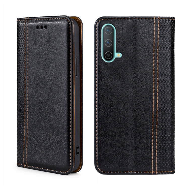 For OnePlus Nord CE 5G Grid Texture Magnetic Flip Leather Phone Case