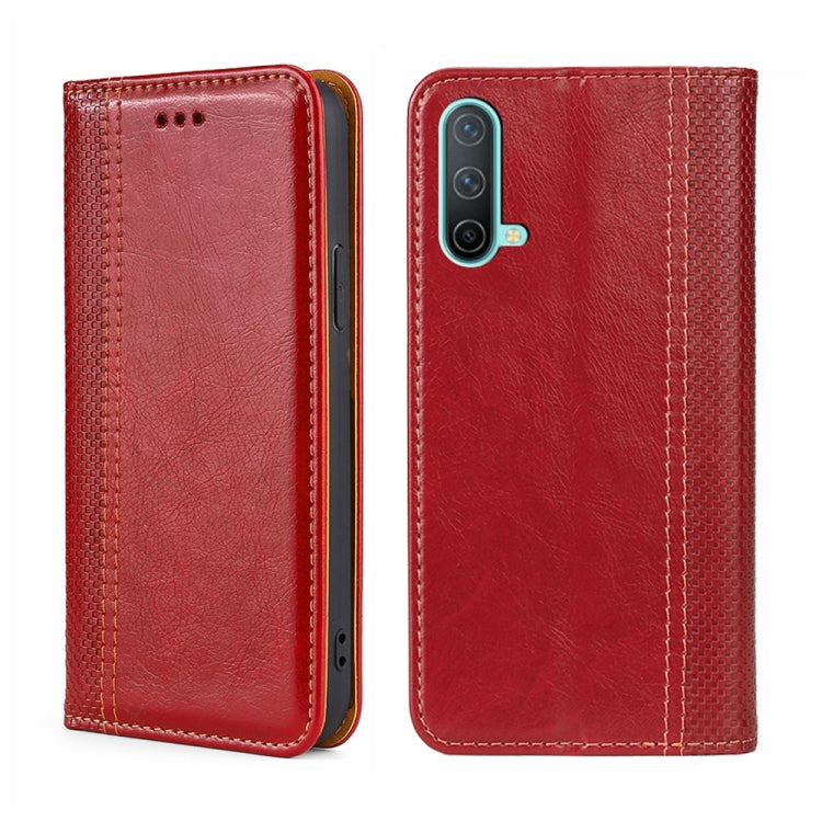 For OnePlus Nord CE 5G Grid Texture Magnetic Flip Leather Phone Case