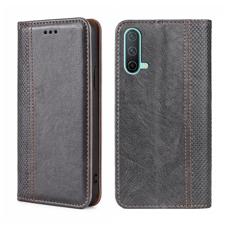 For OnePlus Nord CE 5G Grid Texture Magnetic Flip Leather Phone Case