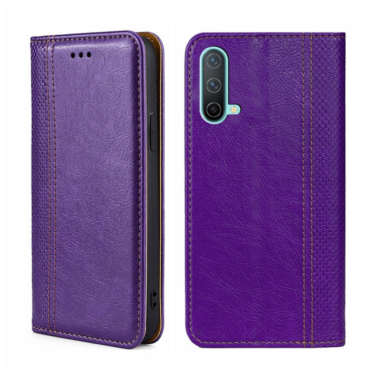 For OnePlus Nord CE 5G Grid Texture Magnetic Flip Leather Phone Case