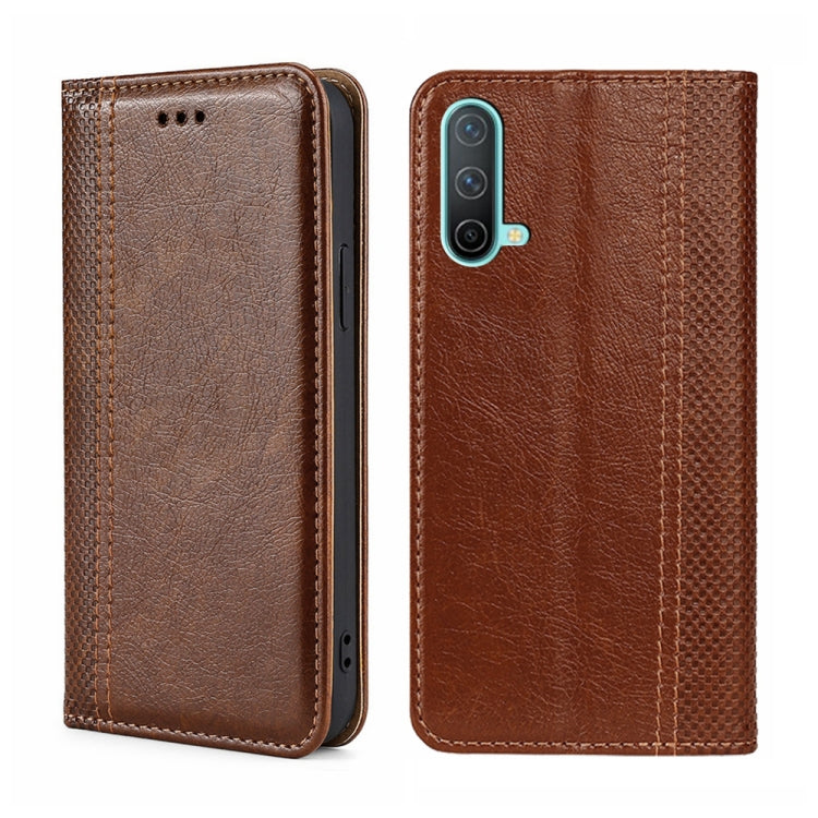 For OnePlus Nord CE 5G Grid Texture Magnetic Flip Leather Phone Case