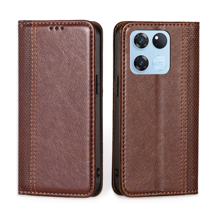 For OnePlus Ace Racing Grid Texture Magnetic Flip Leather Phone Case