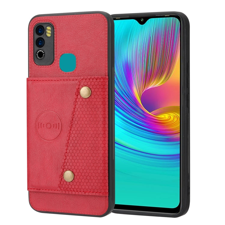 For Infinix Hot 9 Play Double Buckle PU + TPU Shockproof Magnetic Phone Case