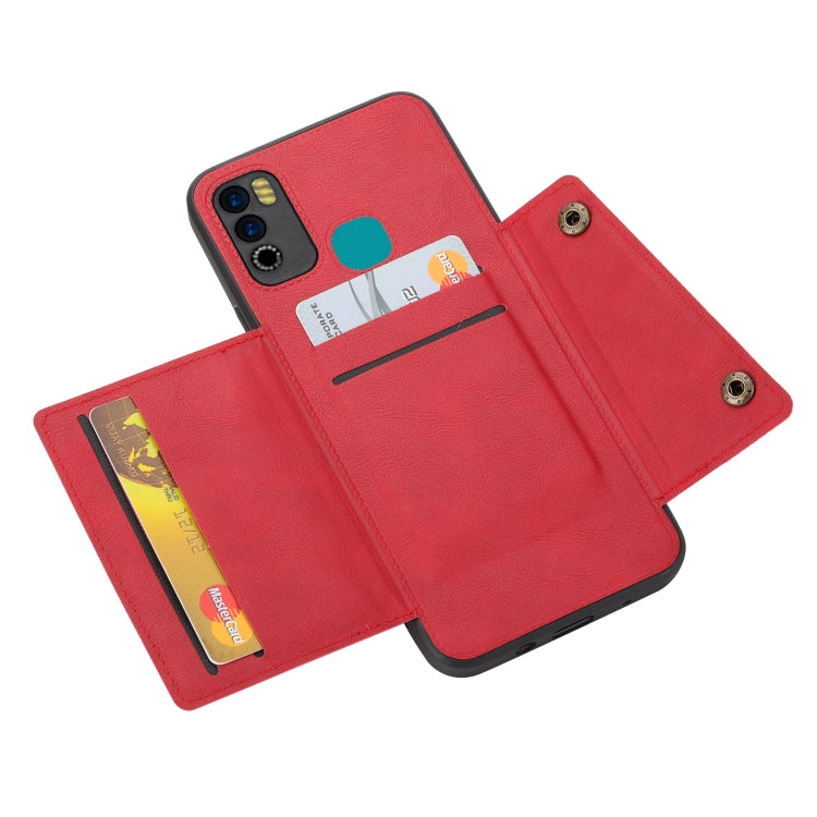 For Infinix Hot 9 Play Double Buckle PU + TPU Shockproof Magnetic Phone Case