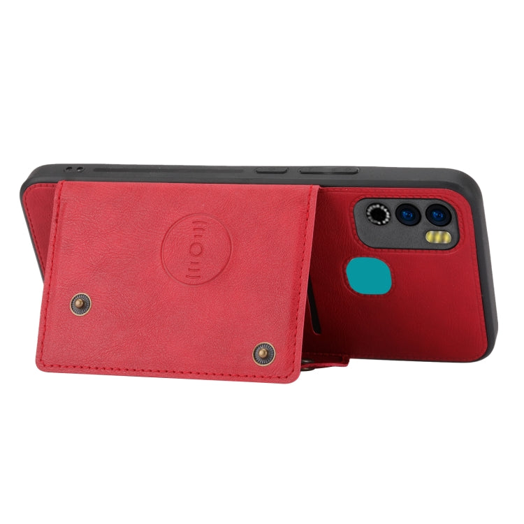 For Infinix Hot 9 Play Double Buckle PU + TPU Shockproof Magnetic Phone Case