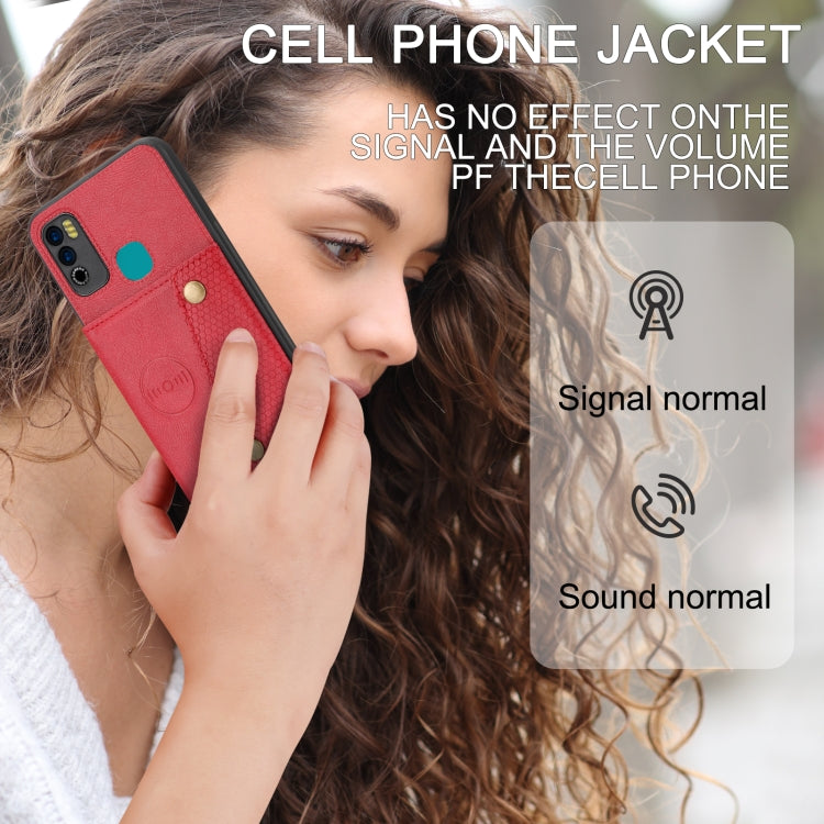 For Infinix Hot 9 Play Double Buckle PU + TPU Shockproof Magnetic Phone Case