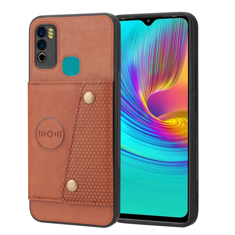 For Infinix Hot 9 Play Double Buckle PU + TPU Shockproof Magnetic Phone Case