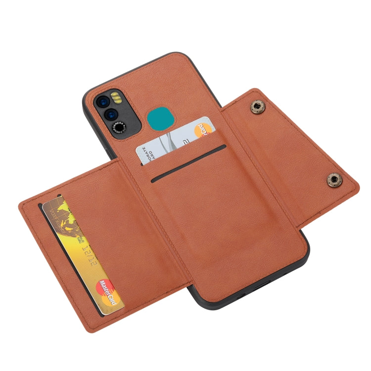 For Infinix Hot 9 Play Double Buckle PU + TPU Shockproof Magnetic Phone Case