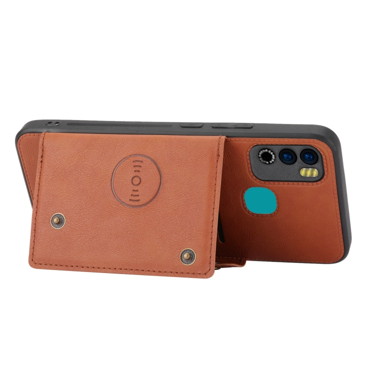 For Infinix Hot 9 Play Double Buckle PU + TPU Shockproof Magnetic Phone Case