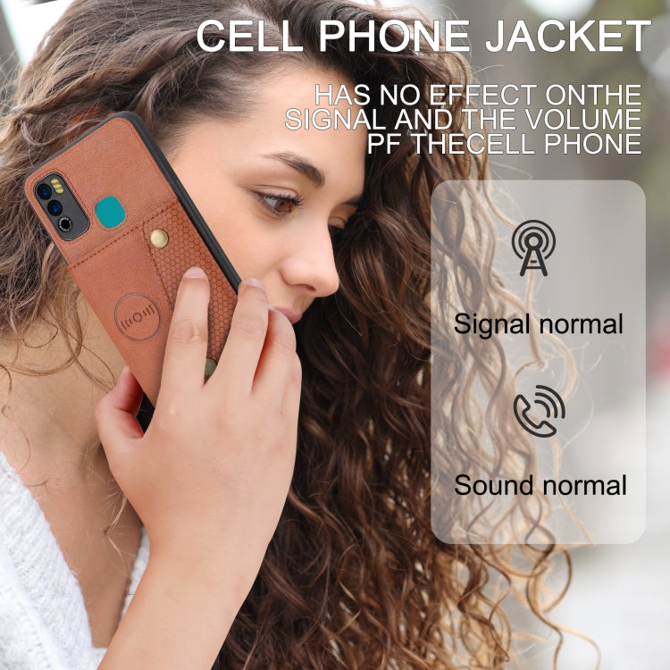 For Infinix Hot 9 Play Double Buckle PU + TPU Shockproof Magnetic Phone Case
